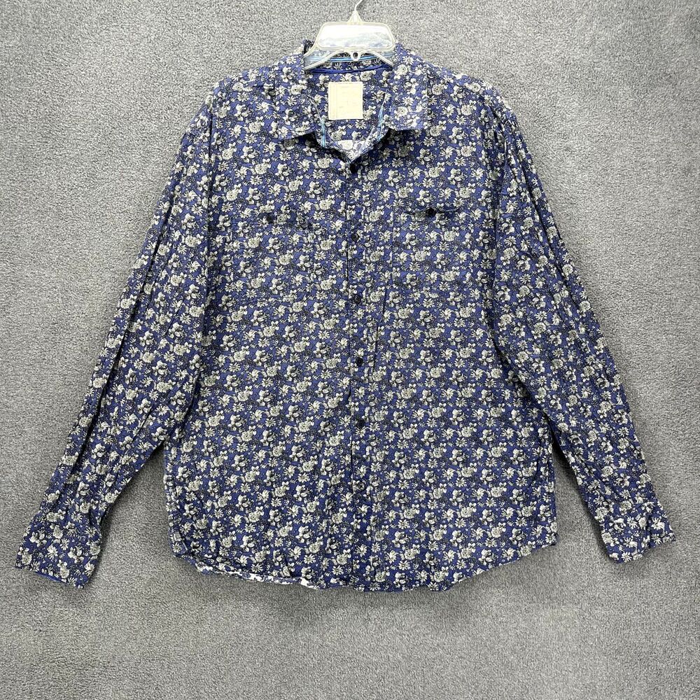 Alexander Jordan Shirt Mens XL Blue Floral Long Sleeves Casual Button Down‎